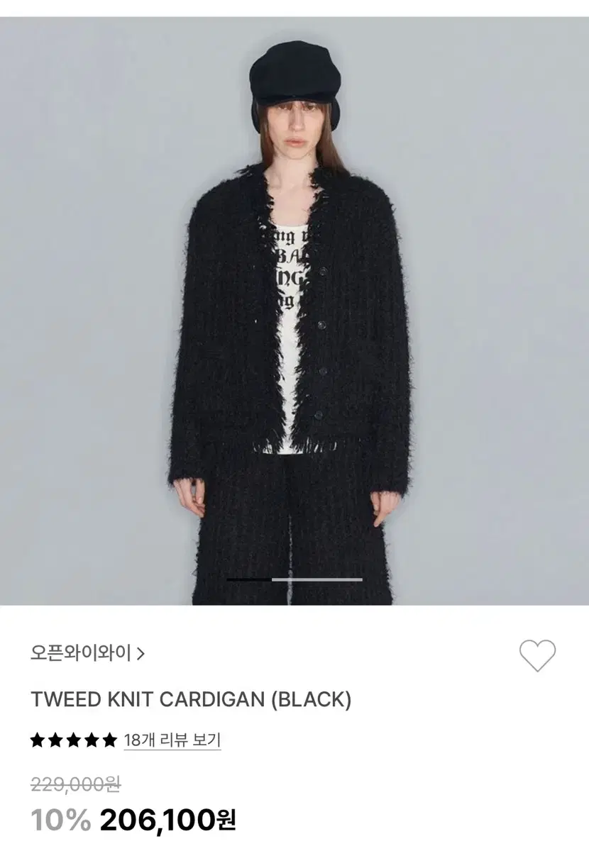 open yy tweed knit cardigan(black)